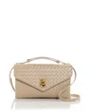 Bottega Veneta Knot Lock Leather Top-handle Bag In Ecru Muse/brass
