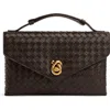 Bottega Veneta Knot Lock Intrecciato Leather Top Handle Bag In 2190 Fondant-m Brass