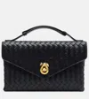 Bottega Veneta Knot Lock Intrecciato Leather Tote Bag In Black
