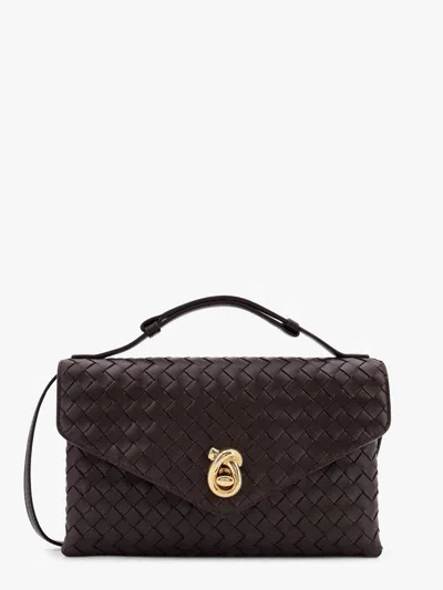 BOTTEGA VENETA KNOT LOCK LEATHER SHOULDER BAG WITH INTRECCIATO MOTIF