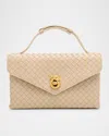 Bottega Veneta Knot Lock Leather Top-handle Bag In Ecru