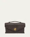 Bottega Veneta Knot Lock Medium Intrecciato Leather Shoulder Bag In Fondant