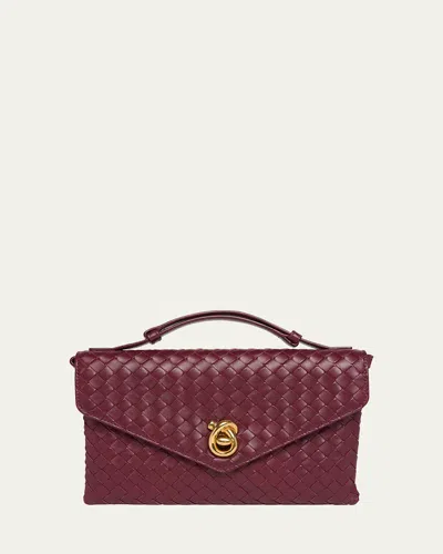 Bottega Veneta Knot Lock Leather Top-handle Bag In Burgundy