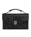 Bottega Veneta Lambskin Knot Lock Top-handle Bag In Black