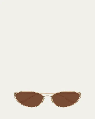 Bottega Veneta Bv1330s Linea Knot 003 Gold Brown Sunglasses In Shiny Rose Gold Btv