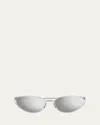 Bottega Veneta 57mm Cat Eye Sunglasses In Shiny Silver
