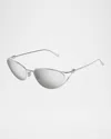 Bottega Veneta 57mm Cat Eye Sunglasses In Shiny Silver