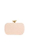 Bottega Veneta Knot Intrecciato Leather Minaudière Clutch Bag In Lotus-m Brass