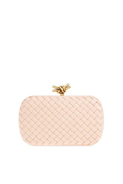 Bottega Veneta Knot Intrecciato Leather Minaudière Clutch Bag In Pink