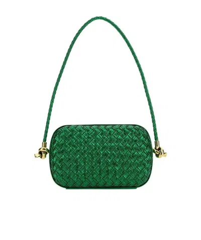 Bottega Veneta Knot On Strap Shoulder Bag In Green