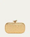 Bottega Veneta Knot Padded Intrecciato Metallic Leather Clutch In Gold Muse