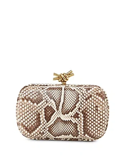 Bottega Veneta Knot Python Clutch In Roccia/brass