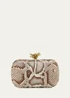 Bottega Veneta Knot Python Minaudiere In Roccia Brass