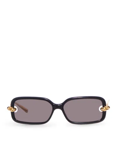 Bottega Veneta Knot Rectangular Sunglasses In Black