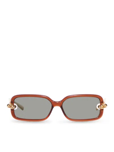 Bottega Veneta Knot Rectangular Sunglasses In Brown