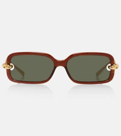 Bottega Veneta Knot Rectangular Sunglasses In Green