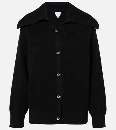 Bottega Veneta Knot Ribbed-knit Cotton Cardigan In Black