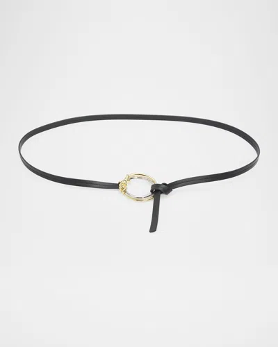 Bottega Veneta Knot Ring Leather Belt In Black