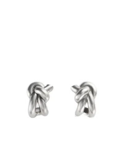 Bottega Veneta Knot Shape Earrings In White