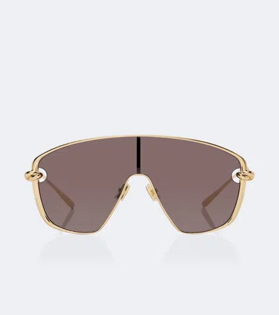 Bottega Veneta Knot Shield Sunglasses In Gold