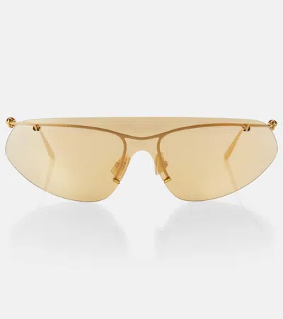Bottega Veneta Knot Shield Sunglasses In Gold