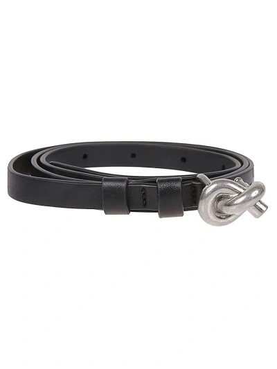 Bottega Veneta Knot Small Leather Belt In Black