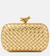 Bottega Veneta Knot Padded Intrecciato Metallic Leather Clutch In Gold