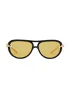Bottega Veneta New Knot Aviator-style Acetate And Gold-tone Sunglasses In Yellow