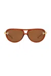 Bottega Veneta New Knot Aviator-style Acetate And Gold-tone Sunglasses In Brown