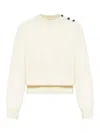 Bottega Veneta Crew-neck Wool Sweater Embellished Buttons In Nude & Neutrals