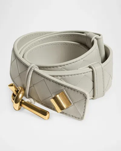 Bottega Veneta Knot-buckle Intrecciato Leather Belt In Neutral