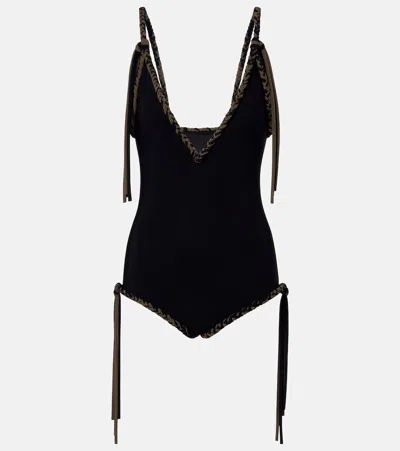 Bottega Veneta Knot-detail Swimsuit In Green