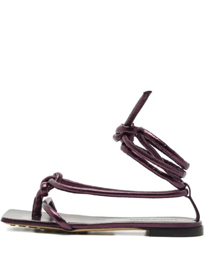 Pre-owned Bottega Veneta Knotted Ankle-strap Sandals In Purple