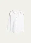 Bottega Veneta Knotted Compact Cotton Canvas Button Down Shirt In Bianco