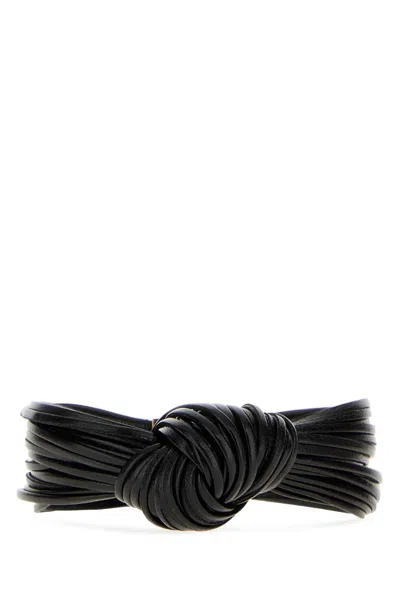 Bottega Veneta Knotted Leather Bracelet In Black