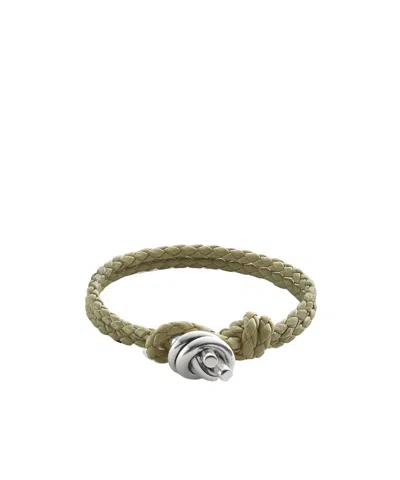 Bottega Veneta Knotted Leather Bracelet In Gray