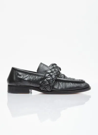 Bottega Veneta Knotted Leather Loafers In Black