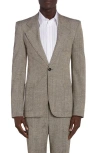 Bottega Veneta Knotted Melange One-button Suit Jacket In 2515 Brown/white/blue