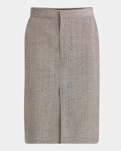 Bottega Veneta Knotted Melange Straight Skirt In Neutral