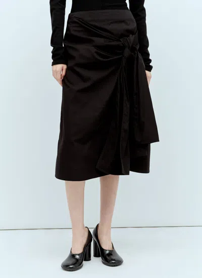 Bottega Veneta Knotted Midi Skirt In Black