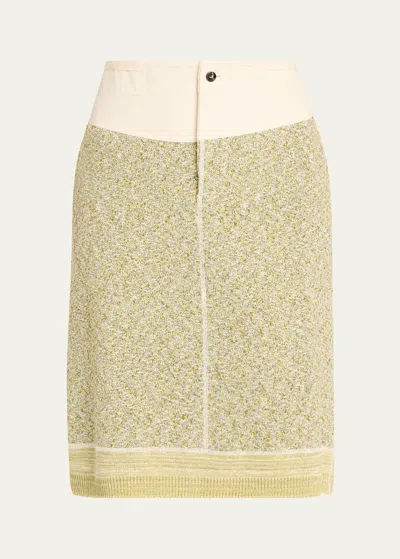 Bottega Veneta Knotted Mouline Cotton Jersey Midi Skirt In Sand
