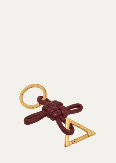 Bottega Veneta Knotted Napa Key Chain In 6414 Cherry-gold