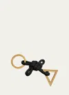 Bottega Veneta Knotted Napa Key Chain In 8425 Black-gold