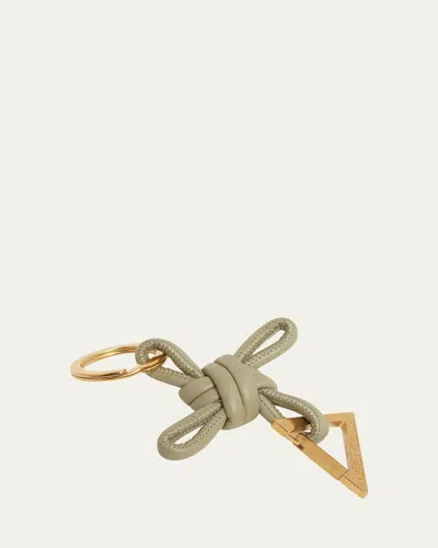 Bottega Veneta Knotted Napa Key Chain In Travertine