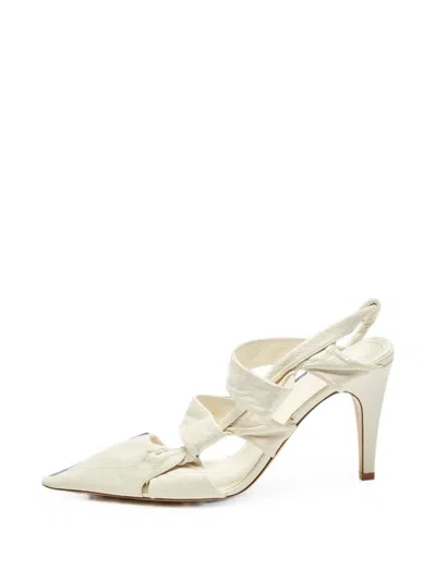 Pre-owned Bottega Veneta Knotted Slingback Pumps In Neutral