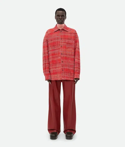 Bottega Veneta Men's Red Multi-knotted Viscose Overshirt In Red/multi
