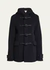 Bottega Veneta Knotted Wool Hood Coat In Cobalt/ash