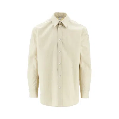 Bottega Veneta L And Cotton Twill Shirt In Neutral