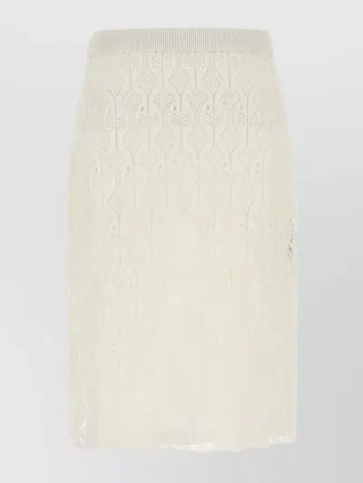 BOTTEGA VENETA LACE OVERLAY SKIRT ELASTIC WAISTBAND
