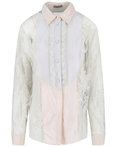 Bottega Veneta Lace Patterned Blouse In White